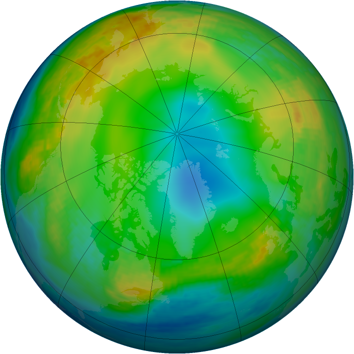 Arctic ozone map for 13 December 1986